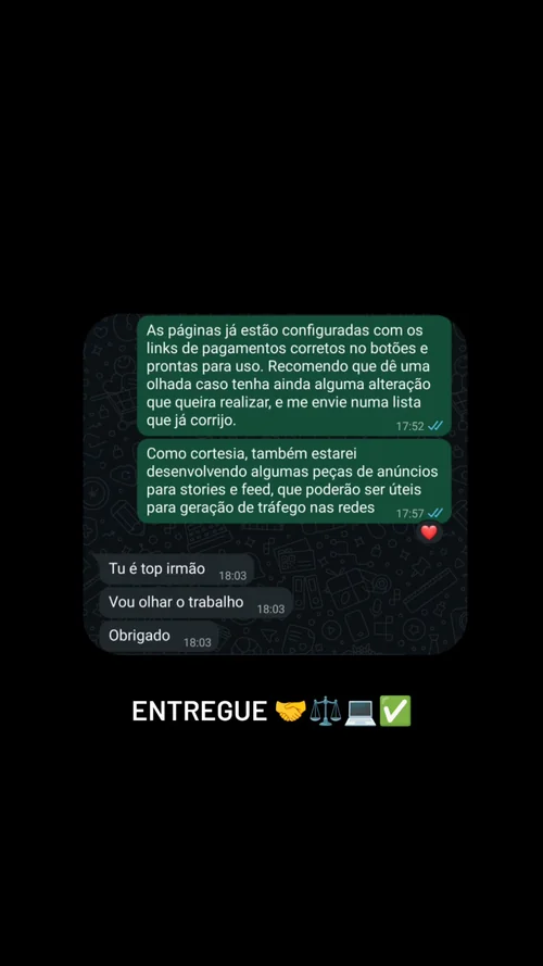 Depoimento de cliente no WhatsApp