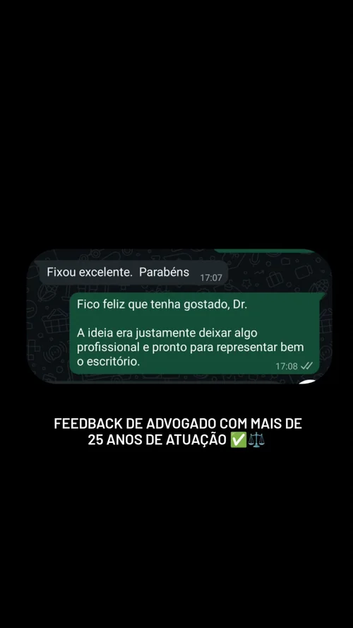 Depoimento de cliente no WhatsApp