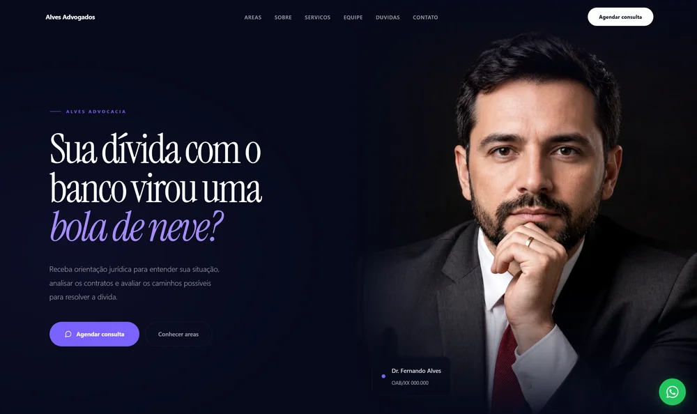 Exemplo de variação de landing page para Google Ads